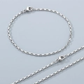 Minimalist silver box chain necklace in polished stainless steel with lobster clasp - 1.4mm / Bracelet 19CM / Silver