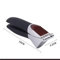 Manual garlic press with black handle and silver zinc alloy body, length 16cm width 3.2cm - 3702 Model Garlic Press Bag Pack