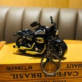 Cartoon alloy pullback motorcycle keychain in cool black and gold plating finish - Alloy Motorcycle - Matte Green