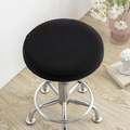 Elastic black round stool cover with grid texture on a metal base rotating office chair - Black