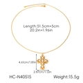Detailed view of a gold cross pendant with pearls and gemstones on a stainless steel chain - Cross with Pearl and Colorful Gems (HC-N40515)