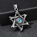 Gothic punk hexagram devil eye pendant in polished stainless steel for men's necklace - Bone Hexagram Style (KP120060-MZOZ)
