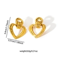 Golden heart-shaped stainless steel drop earrings with product dimensions measurement - E0730 (Gold/Heart Shaped Dangle)