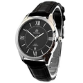 Classic quartz man watch with black dial, silver case and black leather strap - Truman Series Black Strap Black Dial