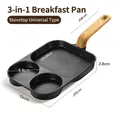 3-in-1 non-stick stone breakfast pan with dual egg molds and steak section - General Purpose / Black