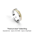 Anello regolabile in argento sterling S925 finitura oro bianco con fascia da 4mm - Aperto Regolabile / Oro Bianco