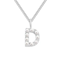 Elegant silver stainless steel necklace featuring a pearl-inlaid letter D pendant charm - Letter D / Steel Color