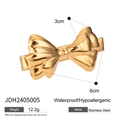18k gold plated stainless steel double layer bow hair clip, 6cm size, waterproof finish - Bow Style (JDH2405005)