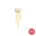 Clou d'oreille cerf-volant en argent S925 doré avec pierres claires et pompons chaînes - Or #13