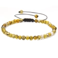Adjustable 4mm yellow dragon vein agate beaded bracelet with black braided cord - Dragon Vein Agate