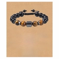 Tiger eye and black bead adjustable bracelet on 'To My Grandson' gift card - To My Grandson