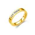 Close-up macro view of the gold-plated stainless steel ring engraved with LET THEM - Size 5 / Gold