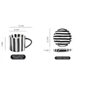 Japanese style hand-painted ceramic mug with bold black and white vintage stripes - Cup with Saucer / Black