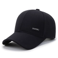 Classic black baseball cap for men featuring a Mazter label and twill fabric texture - Adjustable / Long Label (MAZTER) / Navy Blue
