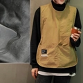Plus size khaki nylon tabard apron with dual waterproof coating and large tool pockets - Plus Size Upgraded Waterproof/Khaki (180-190cm)