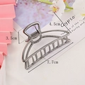 Large gunmetal grey alloy hair claw clip in minimalist semi-circle hollow design - Crescent Moon Claw / 7.7cm / Gunmetal