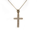 Minimalistische vergulde kruis ketting met sprankelende zirkonia op witte achtergrond - Ruittextuur Strass Kruis Stijl (ML-CN001305CX)