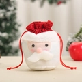 Santa Claus drawstring gift bag with red plush fabric and festive 3D white beard design - Shiny Cloth Santa