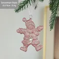 Addobbo natalizio a forma di pupazzo di neve rosa glitterato con strass su pino - Pupazzo di Neve