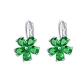 Elegante grüne Blumenohrringe mit Kristallen in Birnenschliff und Silberfassung - Grün