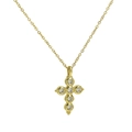 Religious 18k gold plated brass cross pendant necklace with sparkling zircons - Gold Round Diamond Cross (FP240305)