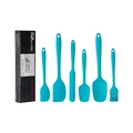 Set di 6 utensili da cucina in silicone color verde acqua con spatole e pennello - Set da 6 Pezzi Blu (Scatola a Colori)