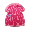 Rosa Strickmütze Beanie mit Jacquard-Buchstabenmustern und blauen Stern-Designs - M (56-58cm) / Rosa mit magentafarbenen Buchstaben