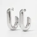 Minimalist silver horseshoe hoop earrings in high-polished stainless steel - Silver Thick U-Shape Style (PDE1896)
