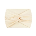 Elastic cream white yoga headband with wide cross knot design for fitness and running - Off White