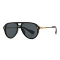 Lunettes aviateur classiques avec monture noire, verres gris et double pont doré - Noir (C1)