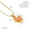 Edelstahl 18k Goldanhänger mit rosa Öl-Finish, Perle und Seestern-Detail - Ovaler Perle Seestern Stil (ZX1960)