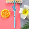 Blue sword-shaped neutral pen with ornate hilt engraving on colorful background - Phoenix Sword - Blue / 0.5mm