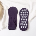 Dark purple anti-slip trampoline socks with white footprint silicone grips on the sole - Adult Size (EU 35-42) / Deep purple