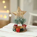 Christmas star candle holder with gold finish, pine cones and festive gift decor, 13cm height - Hollow Star Style (ABCZ2-6)