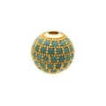 Macro shot of gold spherical bead with inlaid turquoise stones for DIY jewelry - 6mm / Gold Plated with Turquoise Zirconia