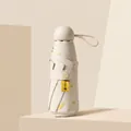 Mini cream foldable sun umbrella with yellow hearts and UPF 50+ UV protection - Moonlight White (Heart Large)