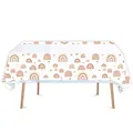 Waterproof PEVA boho rainbow tablecloth in morandi tones for party decor 108x180cm - Tablecloth 1PCS-Rainbow
