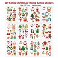 Set di 12 tatuaggi temporanei natalizi impermeabili con Babbo Natale e renna, 7,5x11cm - Tatuaggi Colorati di Natale Serie WY