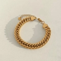 Bracelet en Acier Inoxydable Cubain Vintage Doré (B423)