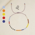 Handgefertigtes Löwe Sternzeichen Armband mit bunten Perlen und lila Kordel - Löwe (MI-Serie)