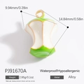 Pendentif trognon de pomme en alliage vert et blanc avec dimensions et poids détaillés - Trognon de Pomme/Vert Blanc