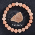 Elegant 8mm natural sunstone beaded bracelet in soft peach orange with sunstone raw stone - Sunstone