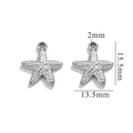 Silver starfish pendant with dimensions 15.5mm by 13.5mm and 2mm hole for DIY jewelry - Small Starfish - Steel Color