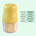 Bottled heart-shaped bamboo fruit forks 90x7mm set of 66 pieces in transparent container - Heart Shaped Bottled-Yellow / 90mm/66pcs