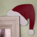 Détail du décor d'angle en métal bonnet de Père Noël scintillant sur cadre de porte - Style Bonnet de Noël à Angle Droit 1 (20cm)