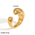Bold geometric 18k gold plated stainless steel open ring with 12.5mm width and 13.5g weight - Bold Wide Band Open Style (TR4417)