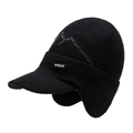 Gorro de invierno de punto negro para hombre con orejeras y forro polar muy cálido - Negro