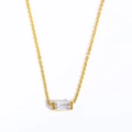 18K gold-plated necklace featuring a rectangular zircon pendant with a minimalist design - April Necklace