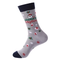 Calze natalizie grigie con motivo Babbo Natale e punta e polsino blu a contrasto - 1335-Babbo Natale Grigio