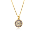 Collar de plata S925 bañada en oro con colgante redondo de ojo turco en cristales morados - Plata 925 / Dorado